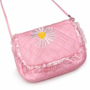 Pink Quilted Bag with Daisy Embroidery Toddler Purse